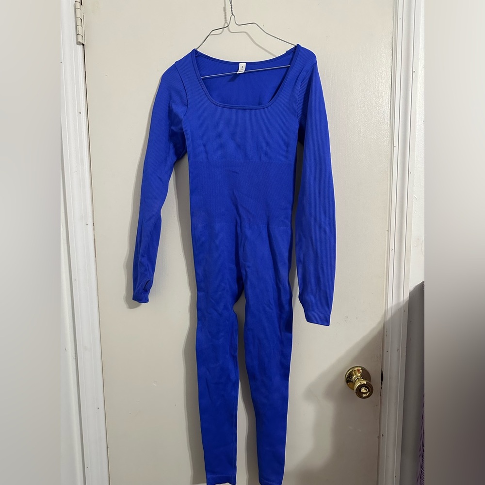 Blue full body body suit